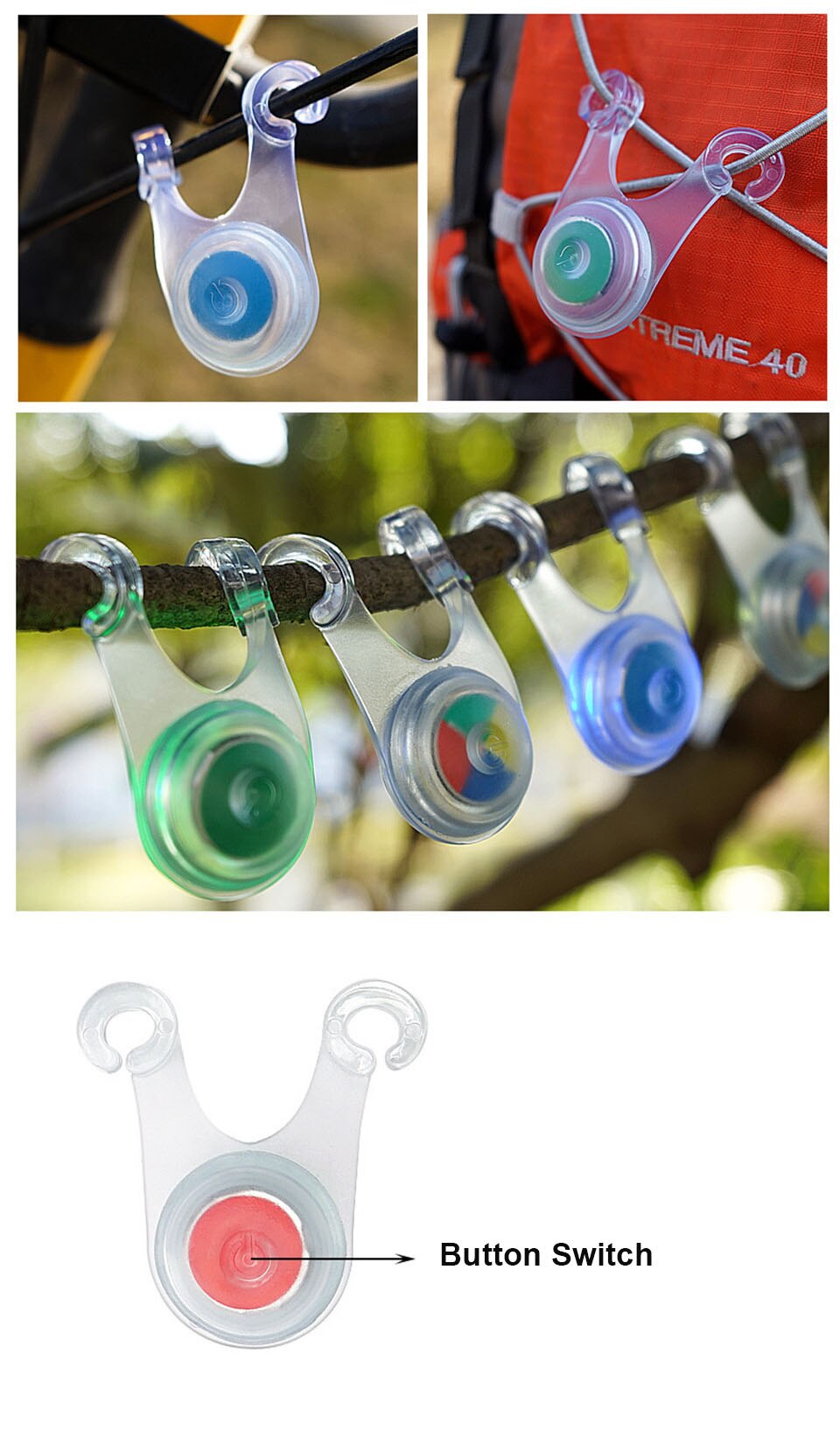 Cheap Goat Tents Outdoor Warning Light Waterproof Camping Tent Flashing String Lights Portable Hanging LED Decoration Lights for Party Hiking   
